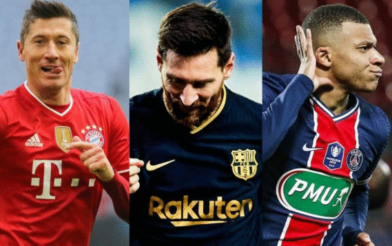  五大联赛赛季最佳阵容：梅西、莱万、姆巴佩领衔 C罗落选