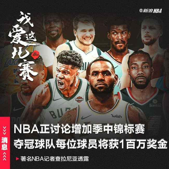 NBA讨论增加季中锦标赛 夺冠队每人100万美元奖金