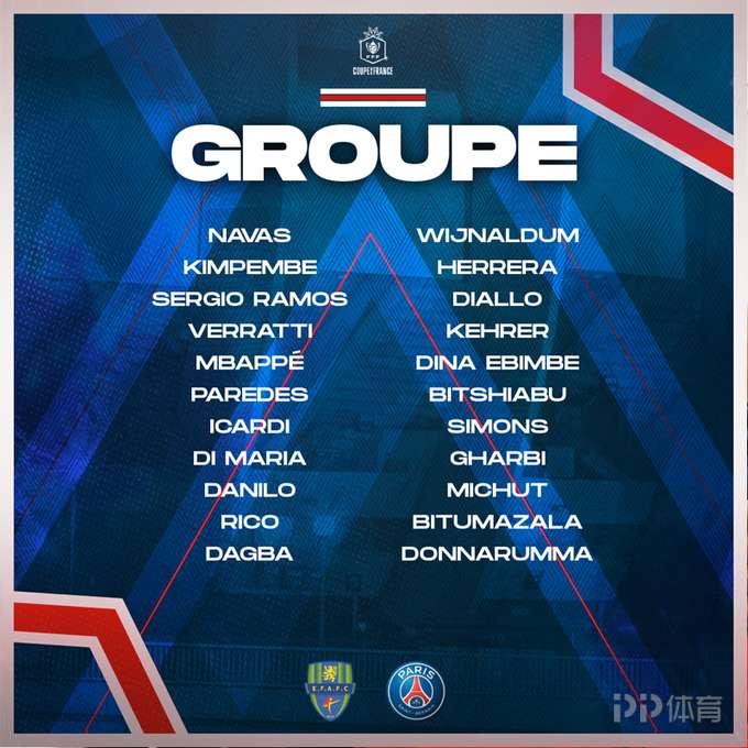  巴黎公布法国杯大名单：梅西轮休 姆巴佩迪马利亚领衔